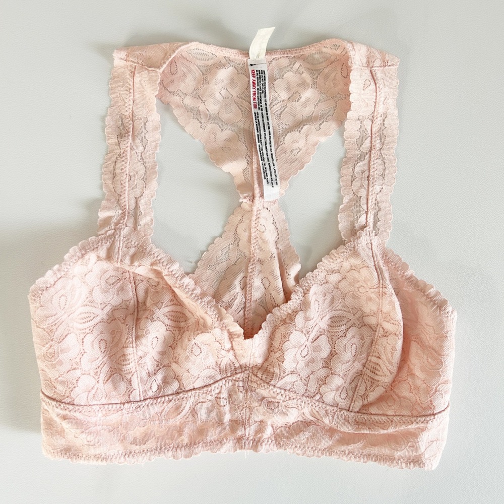 Free People FP Intimately Womens Pink Lace Racerback Galloon Bralette Size S